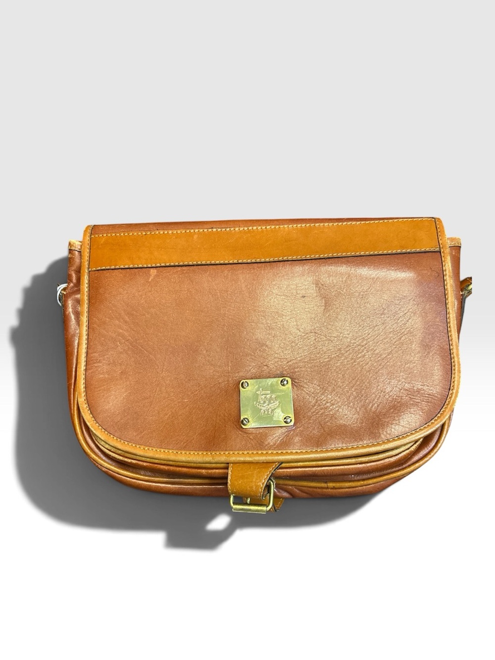 MCM Vintage Two-Tone Brown Leather Crossbody Bag